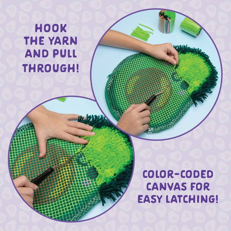 LatchKits Avocado Pillow - Latch Hook Kits for Kids, Arts and Crafts, Yarn Art, Kids Crafts, Toys for Girls, Birthday Gift for Girls, Easy to Follow Pattern, Hook Included, Craft Kits, Ages 6+ - Image 4